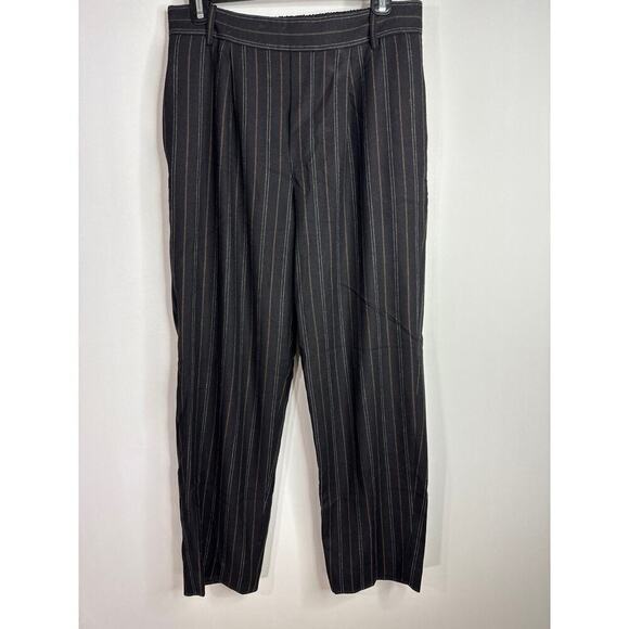 Vince. Womens Black Flannel Stripe Wool Blend Pants High Waisted Cropped Size M - Picture 3 of 14